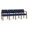 Lesro Lenox Wood 4 Seat Tandem Seating Wood Frame, Walnut, MD Ink Upholstery LW4103 - alternate 1